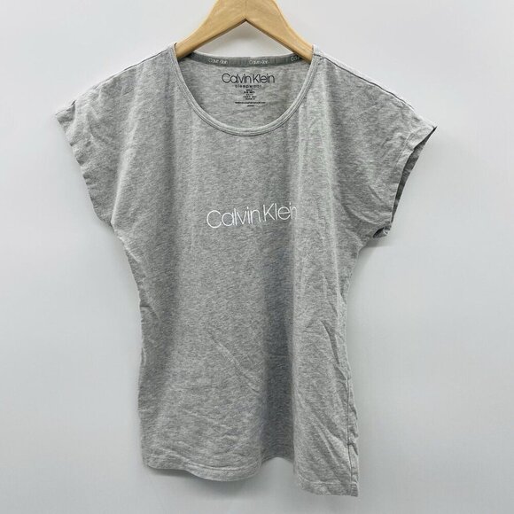 Calvin Klein Sleepwear Womens Size Small Short Sleeve Graphic Sleep Tee Gray 343 - Picture 1 of 5